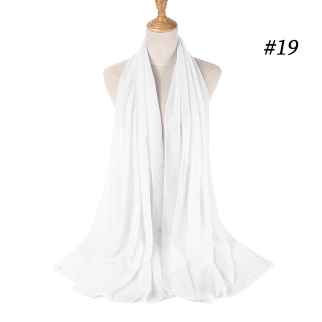 Plain Color Muslim Chiffon Scarf Hijab Headband Female Islamic Head Cover Shawls Wraps for Women Hijabs Hair Scarves Headscarf