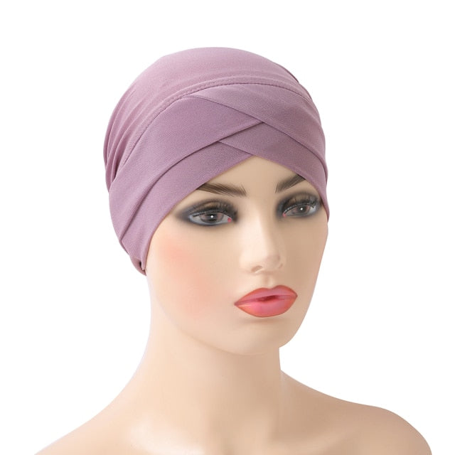 H117 High Quality Criss Cross Muslim Hijab Inner Hat Underscarf Pull On Islamic Scarf Turban Caps Full Headcover Women Headwrap