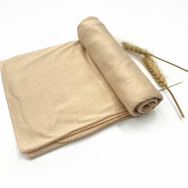 Plain Jersey Hijab Scarf Soft Elastic Muslim Women Cotton Modal Long Scarves Headband Turban Shawl Islamic Headscarf Head Wraps