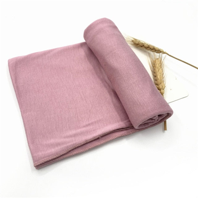 Plain Jersey Hijab Scarf Soft Elastic Muslim Women Cotton Modal Long Scarves Headband Turban Shawl Islamic Headscarf Head Wraps