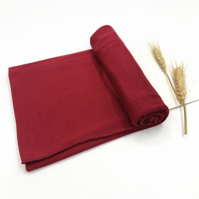 Plain Jersey Hijab Scarf Soft Elastic Muslim Women Cotton Modal Long Scarves Headband Turban Shawl Islamic Headscarf Head Wraps