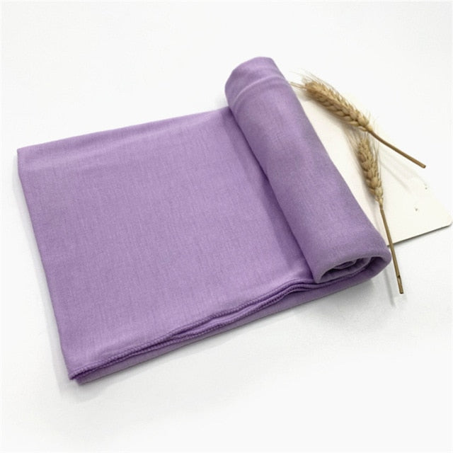 Plain Jersey Hijab Scarf Soft Elastic Muslim Women Cotton Modal Long Scarves Headband Turban Shawl Islamic Headscarf Head Wraps