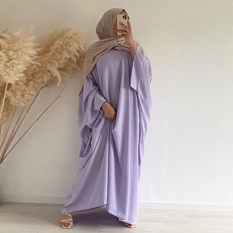 Muslim Dubai Abaya One Piece Batwing Nida Prayer Hijab Dress Jilbab Kaftan Islamic Modest Robe African Dresses Women Ramadan