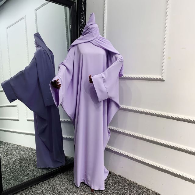 Muslim Dubai Abaya One Piece Batwing Nida Prayer Hijab Dress Jilbab Kaftan Islamic Modest Robe African Dresses Women Ramadan