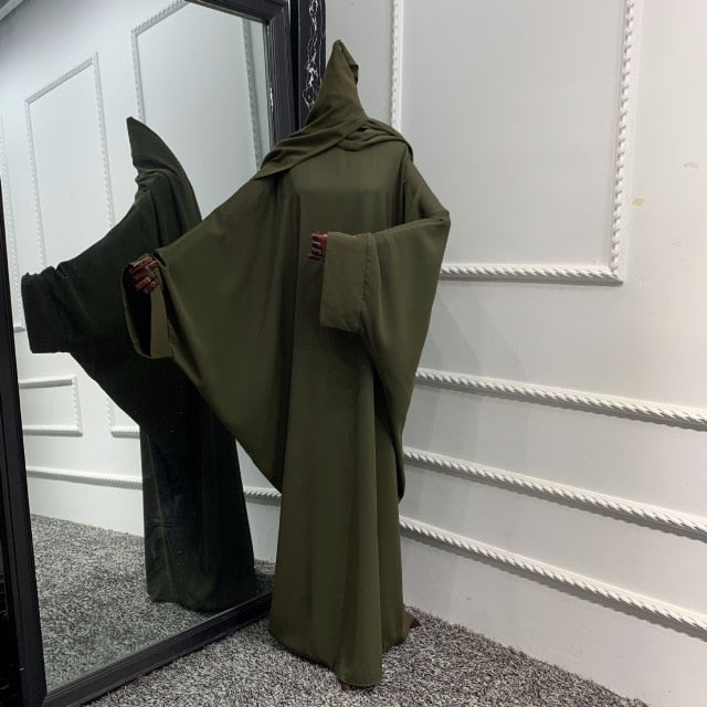 Muslim Dubai Abaya One Piece Batwing Nida Prayer Hijab Dress Jilbab Kaftan Islamic Modest Robe African Dresses Women Ramadan