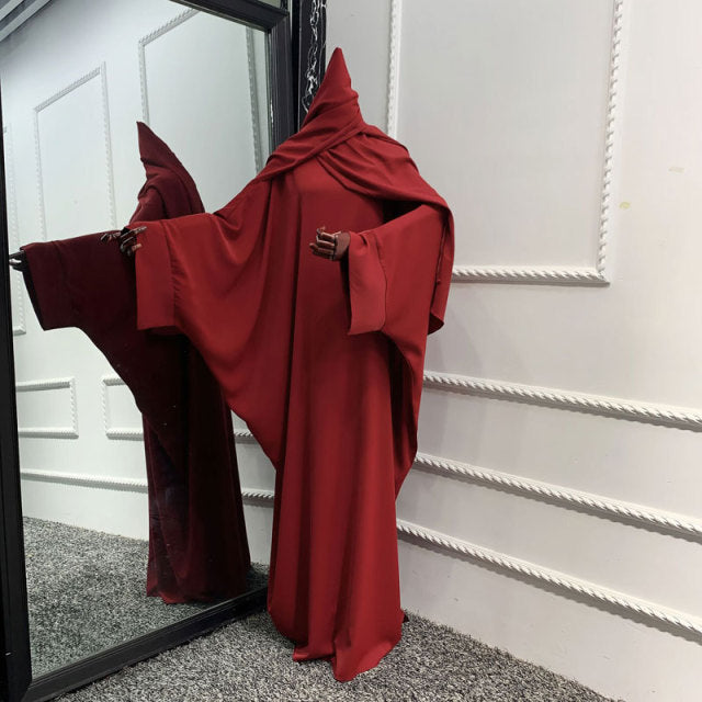 Muslim Dubai Abaya One Piece Batwing Nida Prayer Hijab Dress Jilbab Kaftan Islamic Modest Robe African Dresses Women Ramadan