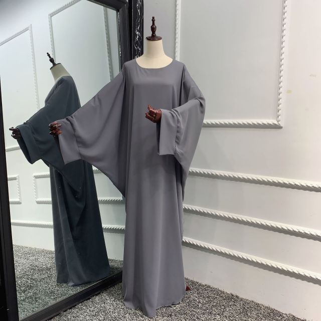 Muslim Dubai Abaya One Piece Batwing Nida Prayer Hijab Dress Jilbab Kaftan Islamic Modest Robe African Dresses Women Ramadan