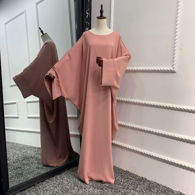 Muslim Dubai Abaya One Piece Batwing Nida Prayer Hijab Dress Jilbab Kaftan Islamic Modest Robe African Dresses Women Ramadan
