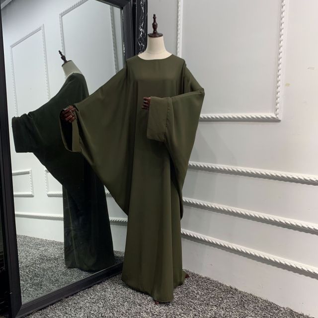 Muslim Dubai Abaya One Piece Batwing Nida Prayer Hijab Dress Jilbab Kaftan Islamic Modest Robe African Dresses Women Ramadan