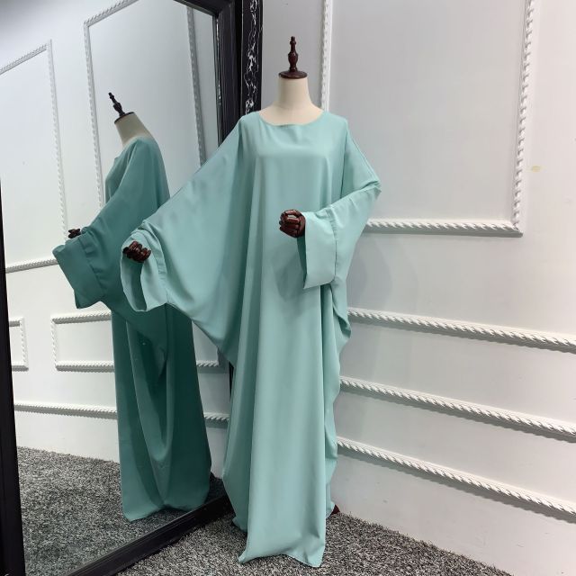 Muslim Dubai Abaya One Piece Batwing Nida Prayer Hijab Dress Jilbab Kaftan Islamic Modest Robe African Dresses Women Ramadan