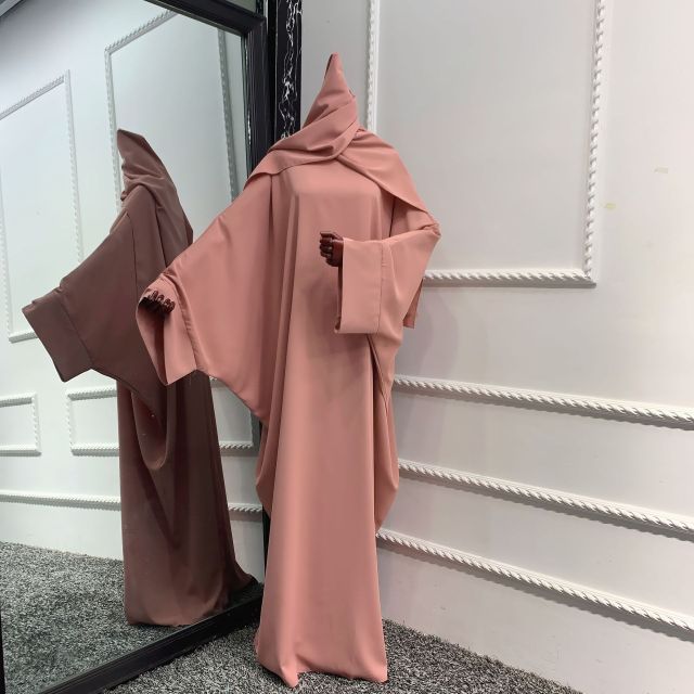 Muslim Dubai Abaya One Piece Batwing Nida Prayer Hijab Dress Jilbab Kaftan Islamic Modest Robe African Dresses Women Ramadan