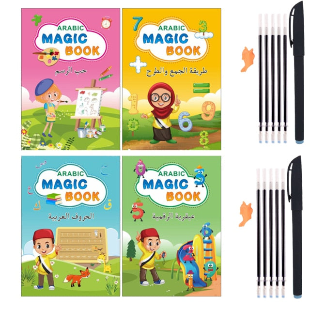 New Arabic Magic Practice Copybook Snak Magic Book That Can Be Reused Arabic Alphanumeric Calligraphy Writing Children Copybook