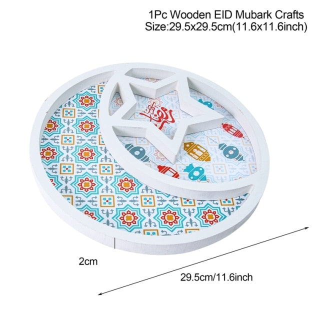 Moon Star Wooden Eid Mubarak Ramadan Decoration For Home Islamic Muslim Party Decor Ramadan Kareem Gifts Food Tray Eid Al Adha