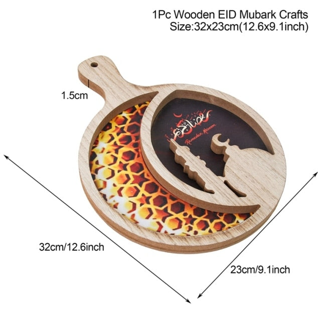 Moon Star Wooden Eid Mubarak Ramadan Decoration For Home Islamic Muslim Party Decor Ramadan Kareem Gifts Food Tray Eid Al Adha