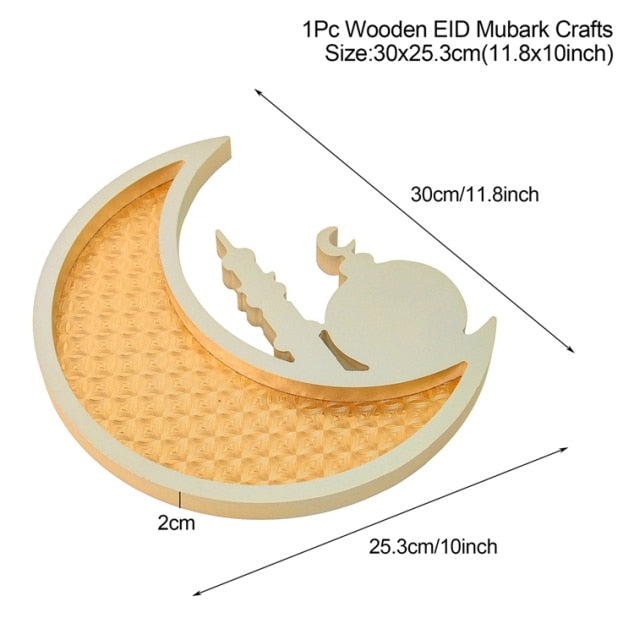 Moon Star Wooden Eid Mubarak Ramadan Decoration For Home Islamic Muslim Party Decor Ramadan Kareem Gifts Food Tray Eid Al Adha