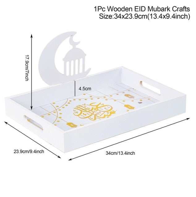 Moon Star Wooden Eid Mubarak Ramadan Decoration For Home Islamic Muslim Party Decor Ramadan Kareem Gifts Food Tray Eid Al Adha