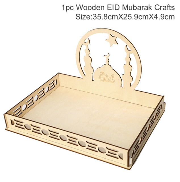 Moon Star Wooden Eid Mubarak Ramadan Decoration For Home Islamic Muslim Party Decor Ramadan Kareem Gifts Food Tray Eid Al Adha