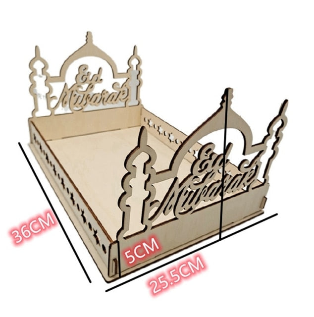 Moon Star Wooden Eid Mubarak Ramadan Decoration For Home Islamic Muslim Party Decor Ramadan Kareem Gifts Food Tray Eid Al Adha