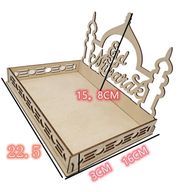 Moon Star Wooden Eid Mubarak Ramadan Decoration For Home Islamic Muslim Party Decor Ramadan Kareem Gifts Food Tray Eid Al Adha