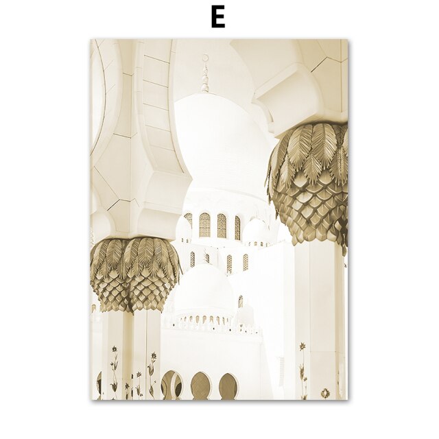 Beige Mosque Islamic Quotes Moroccan Archway Posters And Prints Wall Art Canvas Painting Wall Pictures For Living Room Decor