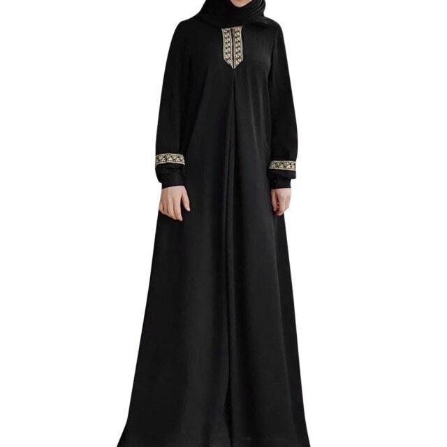 Ladies Retro Muslim Loose Printed Long Sleeve Dress 2021 New Elegant Casual Islamic Dubai Turkey Plus Size Prayer Robe Dress
