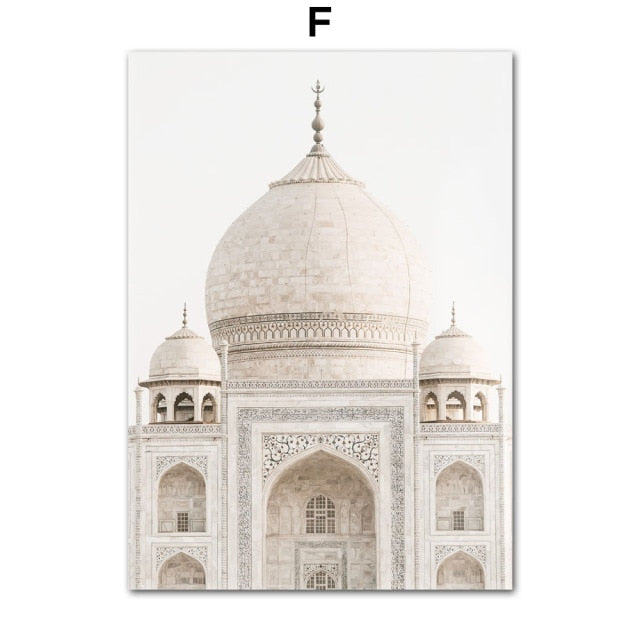 Quran Islam Religion Architecture White Flower Wall Art Canvas Painting Nordic Posters And Prints Pictures For Living Room Decor