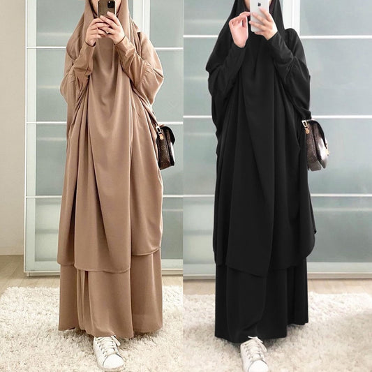 Eid Hooded Muslim Women Hijab Dress Prayer Garment Jilbab Abaya Long Khimar Ramadan Gown Abayas Skirt Sets Islamic Clothes Niqab
