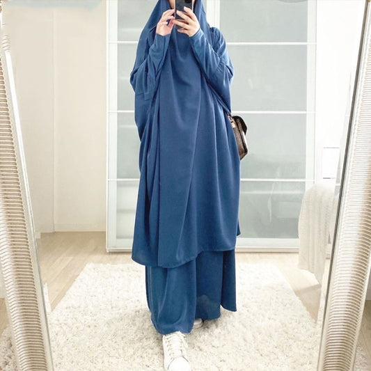 Eid Hooded Muslim Women Hijab Dress Prayer Garment Jilbab Abaya Long Khimar Ramadan Gown Abayas Skirt Sets Islamic Clothes Niqab