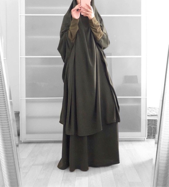 Eid Hooded Muslim Women Hijab Dress Prayer Garment Jilbab Abaya Long Khimar Ramadan Gown Abayas Skirt Sets Islamic Clothes Niqab