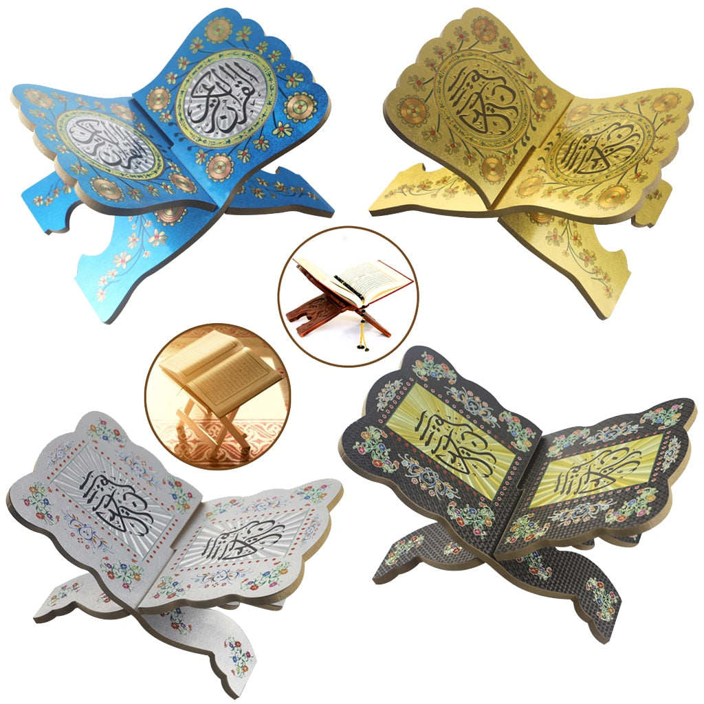 Prayer Book Stand Kuran Holder Quran Shelf Wooden Black for Eid Mubarak Decoration Party Supplies Islamic