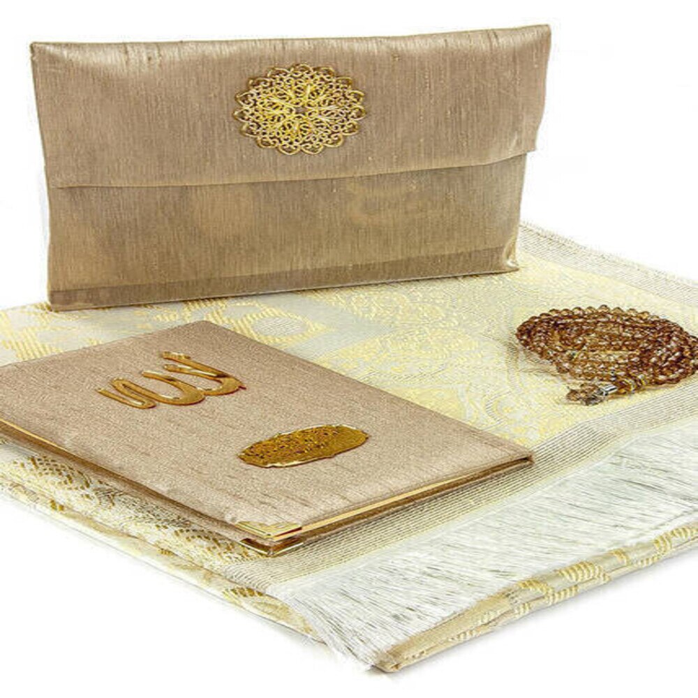 4 Pcs Luxury Muslim Prayer Rug Gift Set Islamic Products Ramadan Carpet Mat Rosary Yasin-i Sharif Worship Religious Turkey Store
