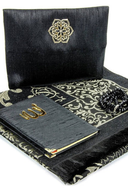 4 Pcs Luxury Muslim Prayer Rug Gift Set Islamic Products Ramadan Carpet Mat Rosary Yasin-i Sharif Worship Religious Turkey Store