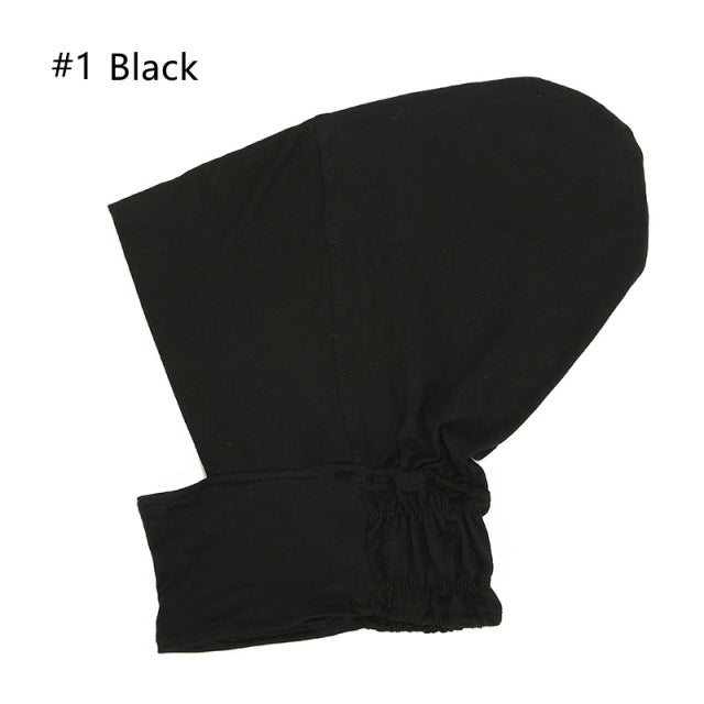 Women Under Scarf Turban Hat Solid Color Hijab Cap Islamic Muslim Soft Stretch Hijab Bonnet Ready To Wear