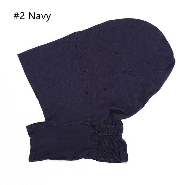 Women Under Scarf Turban Hat Solid Color Hijab Cap Islamic Muslim Soft Stretch Hijab Bonnet Ready To Wear