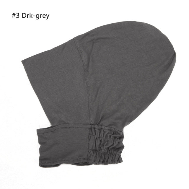 Women Under Scarf Turban Hat Solid Color Hijab Cap Islamic Muslim Soft Stretch Hijab Bonnet Ready To Wear