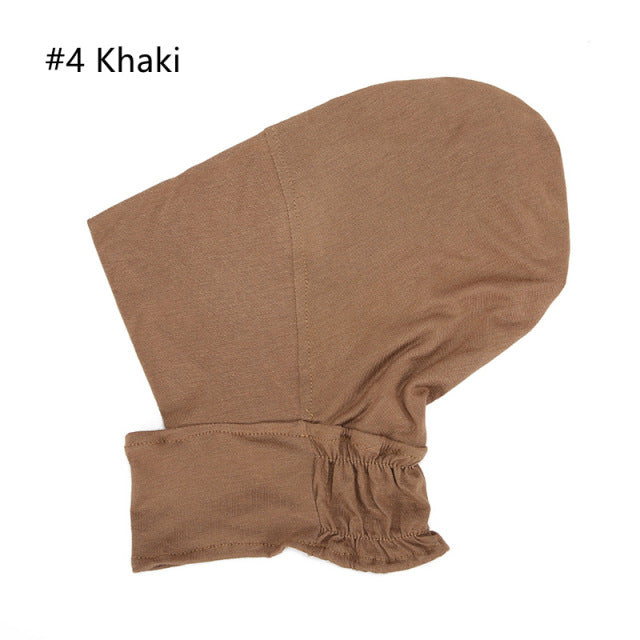 Women Under Scarf Turban Hat Solid Color Hijab Cap Islamic Muslim Soft Stretch Hijab Bonnet Ready To Wear