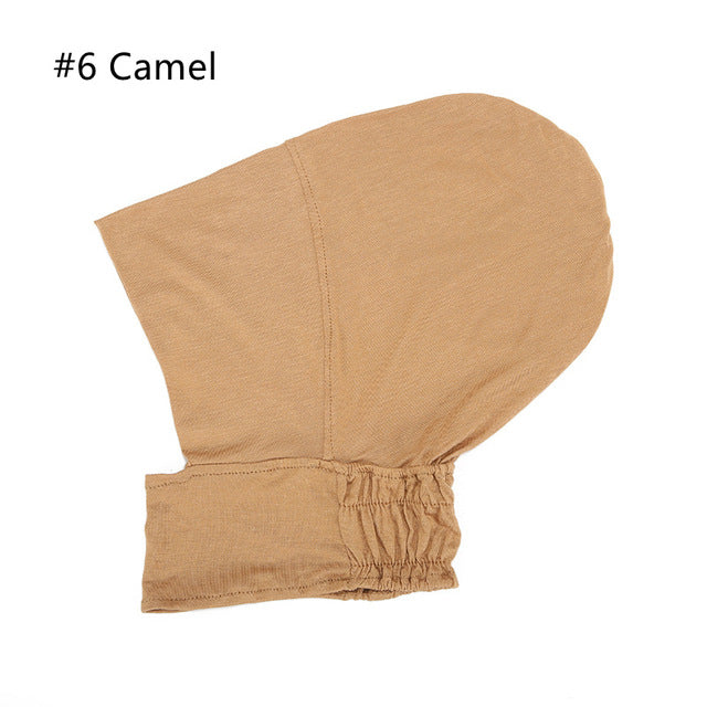 Women Under Scarf Turban Hat Solid Color Hijab Cap Islamic Muslim Soft Stretch Hijab Bonnet Ready To Wear