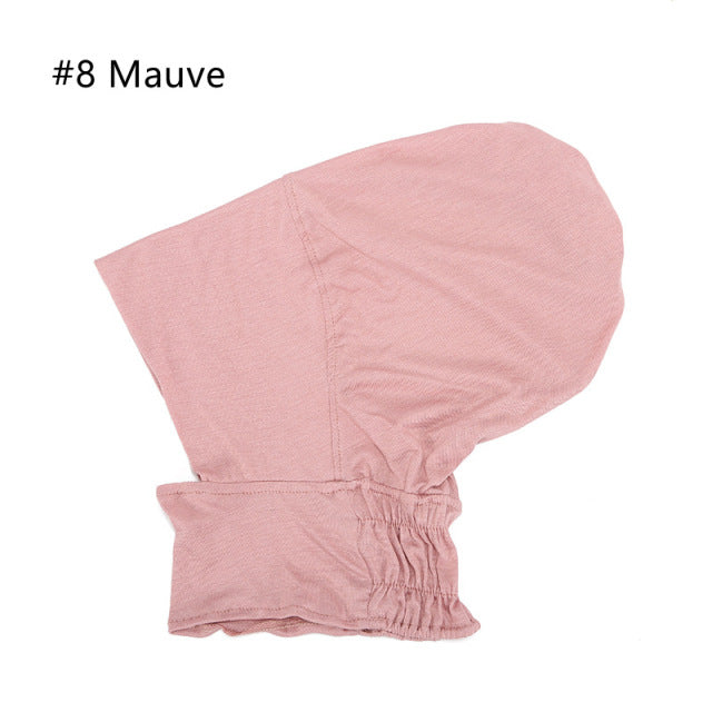 Women Under Scarf Turban Hat Solid Color Hijab Cap Islamic Muslim Soft Stretch Hijab Bonnet Ready To Wear