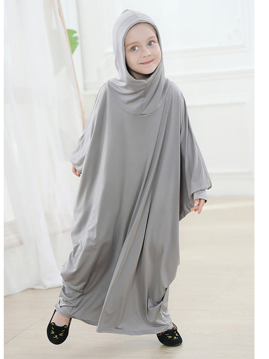 Abaya Modest Muslim Prayer Garment Dress Little Girls Muslim Kids Children Robe Vetement Hooded Vestido Musulman Ensemble Khimar