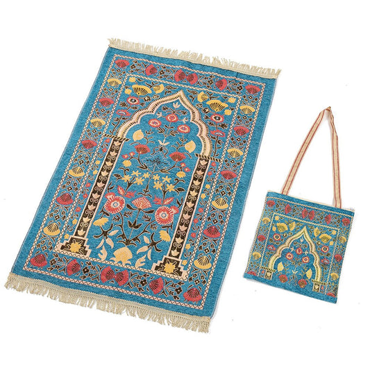 New Hot Sale Soft Prayer Rug With Bag 70*110cm Polyester Islamic Pray Mat Muslim Eid Islamic Praying Mat Travel Blanket