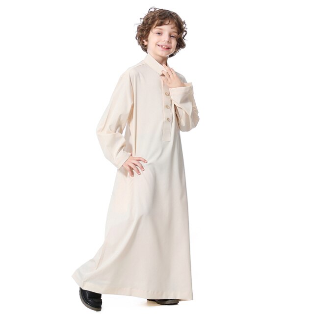 Robes Islamic Arabic Kaftan Muslim Clothing Middle East Dubai Abaya Teenage Long Sleeves Clothes Cute Style Solid Color Robe