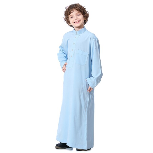 Robes Islamic Arabic Kaftan Muslim Clothing Middle East Dubai Abaya Teenage Long Sleeves Clothes Cute Style Solid Color Robe