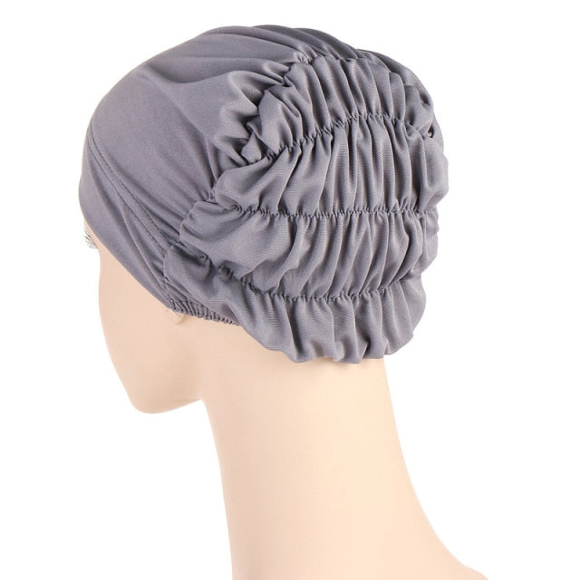 Folds muslim women elastic tie jersey hijab underscarf caps soft cotton head wrap turban bonnet islamic headscarf turbante