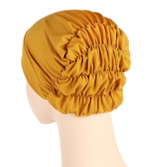 Folds muslim women elastic tie jersey hijab underscarf caps soft cotton head wrap turban bonnet islamic headscarf turbante
