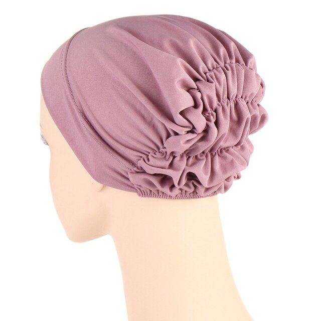 Folds muslim women elastic tie jersey hijab underscarf caps soft cotton head wrap turban bonnet islamic headscarf turbante