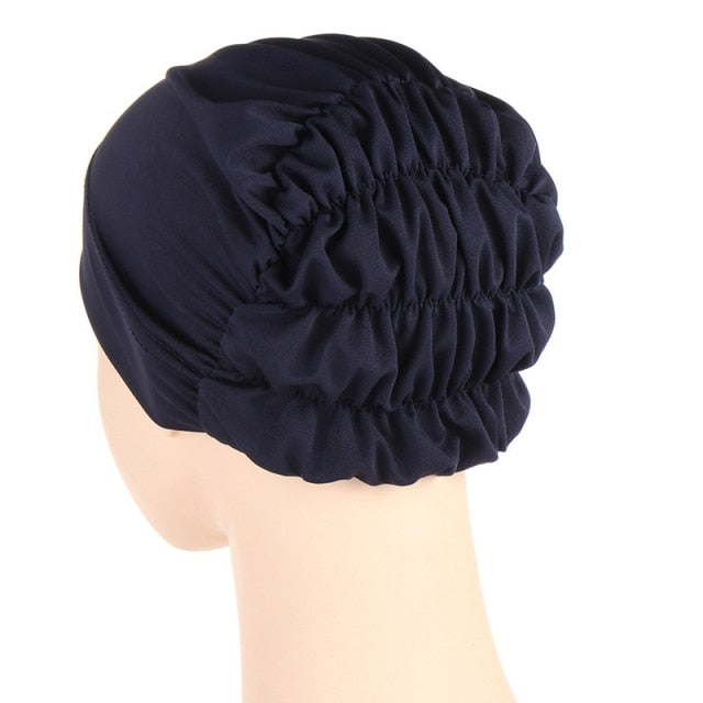 Folds muslim women elastic tie jersey hijab underscarf caps soft cotton head wrap turban bonnet islamic headscarf turbante