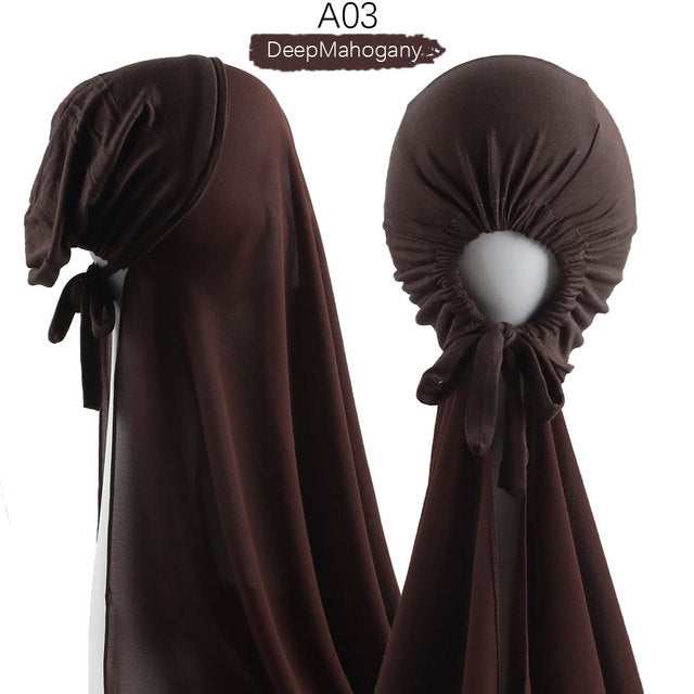 Inner Headband Scarf Women Cap Bonnet instant Chiffon Hijab Shawl Head Scarf Underscarf Caps Cover Headwrap Turbante