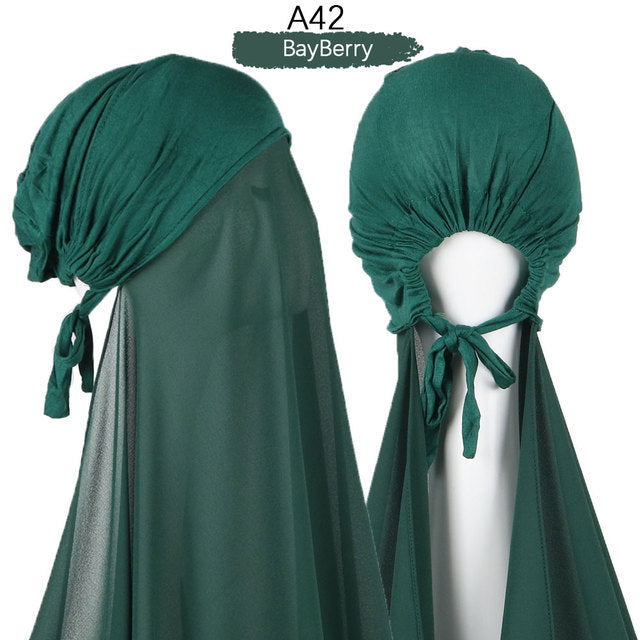 Inner Headband Scarf Women Cap Bonnet instant Chiffon Hijab Shawl Head Scarf Underscarf Caps Cover Headwrap Turbante
