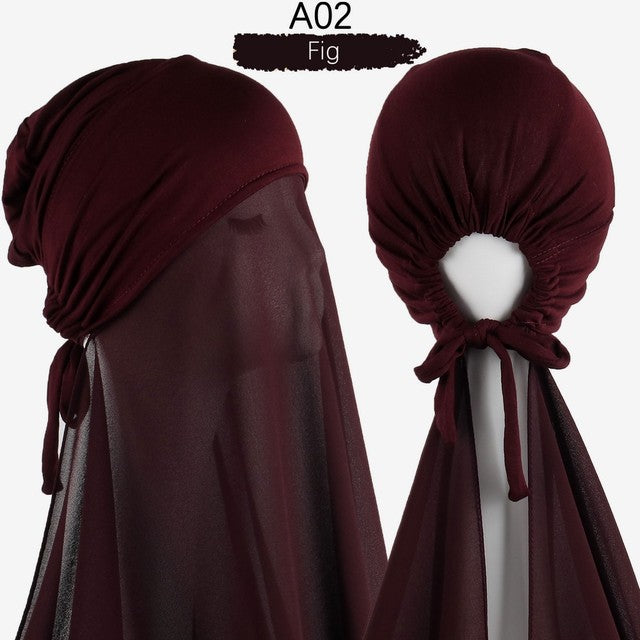 Inner Headband Scarf Women Cap Bonnet instant Chiffon Hijab Shawl Head Scarf Underscarf Caps Cover Headwrap Turbante
