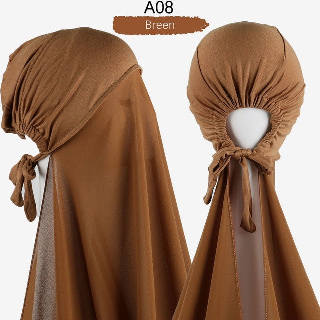 Inner Headband Scarf Women Cap Bonnet instant Chiffon Hijab Shawl Head Scarf Underscarf Caps Cover Headwrap Turbante